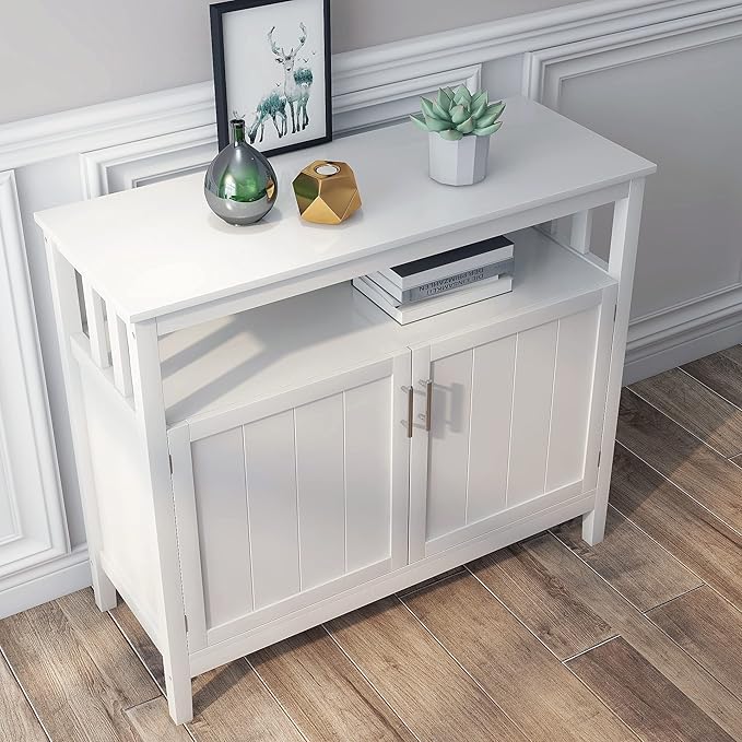RASOO Buffet Cabinet White Kitchen Sideboard Buffet Storage Server Cupboard - Image 4