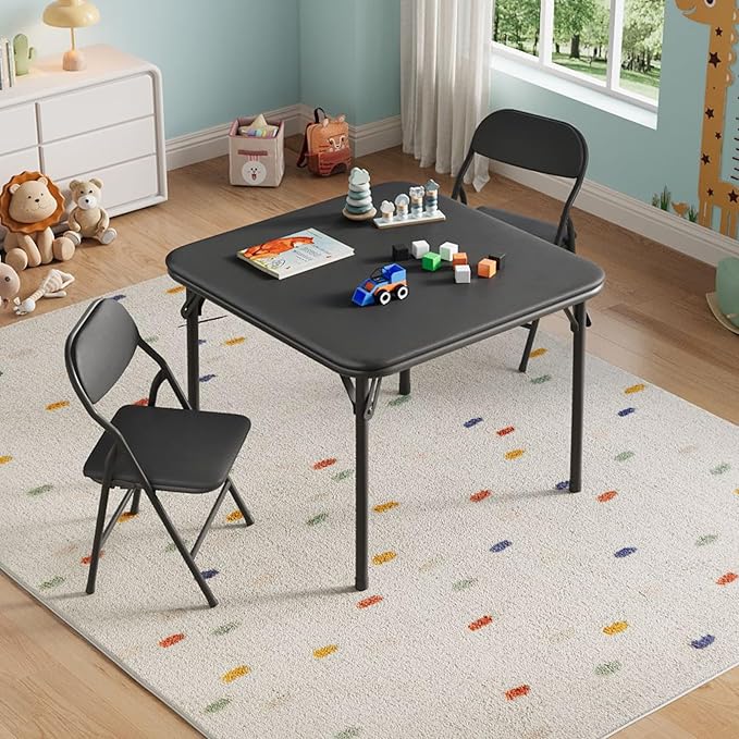 IDEALHOUSE 3 Piece Folding Kids Table and Chairs Set, Children Activity Table - Image 2