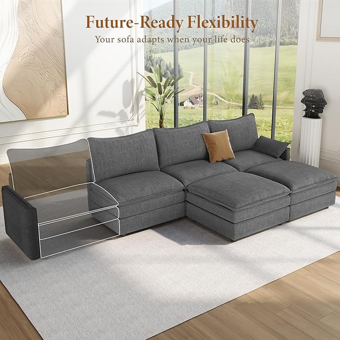 Vesgantti 108" U Shaped Sectional Couch, Comfy Cloud Modular Sectional Sofa - Image 8