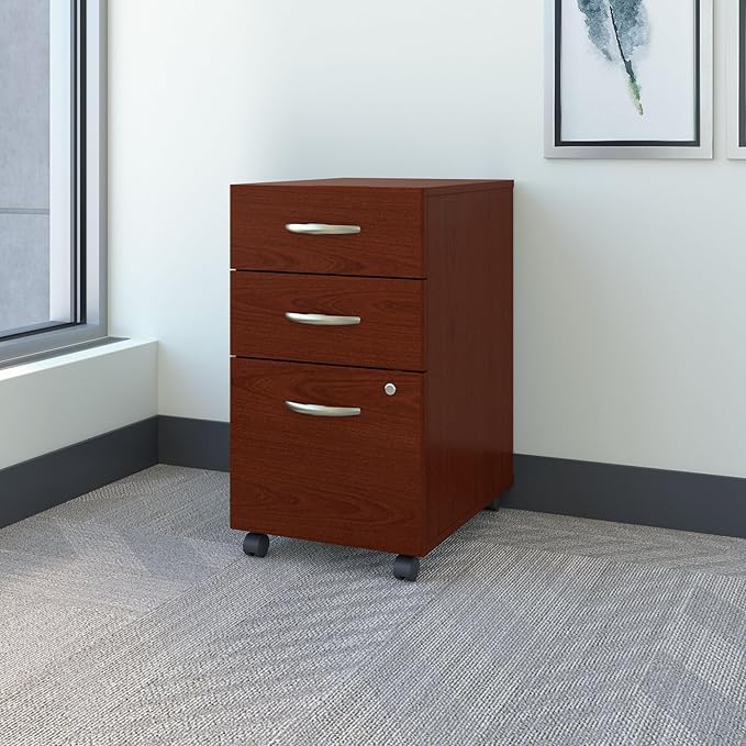 Bush Business Furniture Series C 3 Drawer Mobile File Cabinet in Mahogany - Image 2