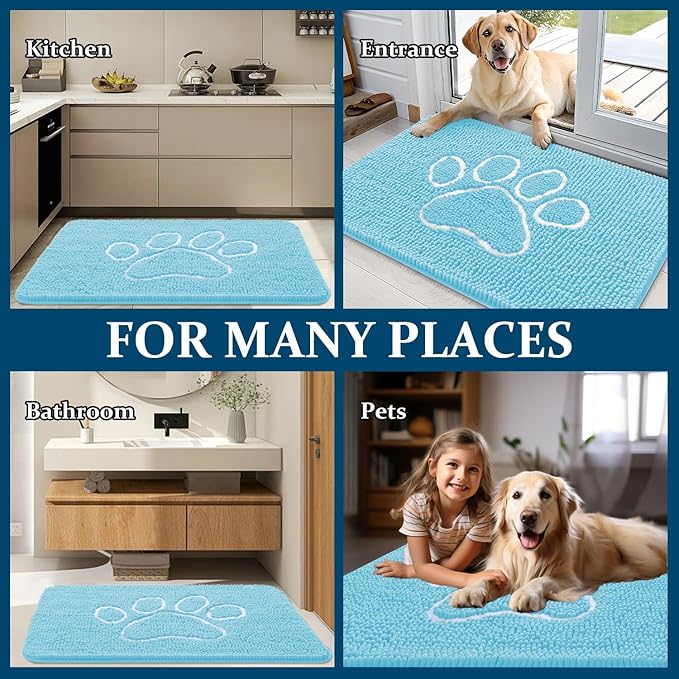 OLANLY Door Mat for Muddy Dog Paws 30x20, Ultra Absorbent Chenille Mud Doormat - Image 8