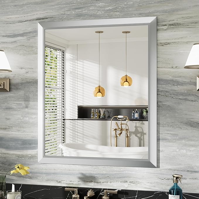 36x30 Inch Silver Bathroom Mirror by Briivuemodernmirrors