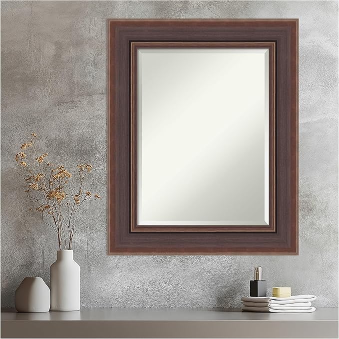 Amanti Art Brown Wall Mirror 32x26 Moab Brown Bronze Rectangle Bathroom Mirror - Image 5