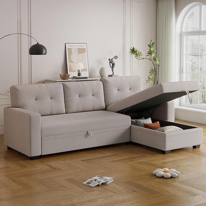 Ball & Cast Convertible Sectional Sleeper Sofa Bed L Shaped 4 in 1 Pull Out - Image 7