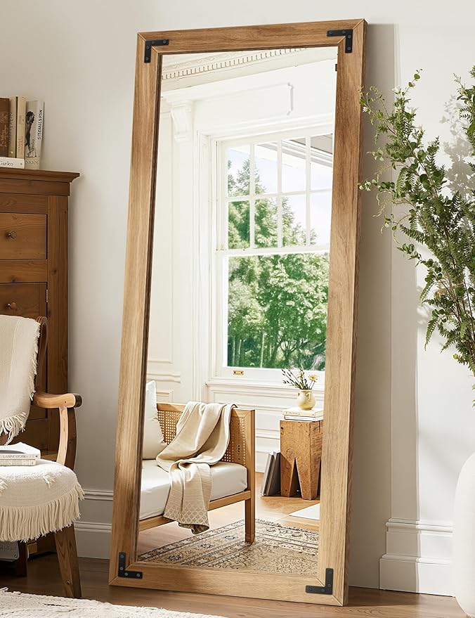 Full Length Mirror with Wooden Frame, Bedroom Decor, Hanging or Leaning - Image 9