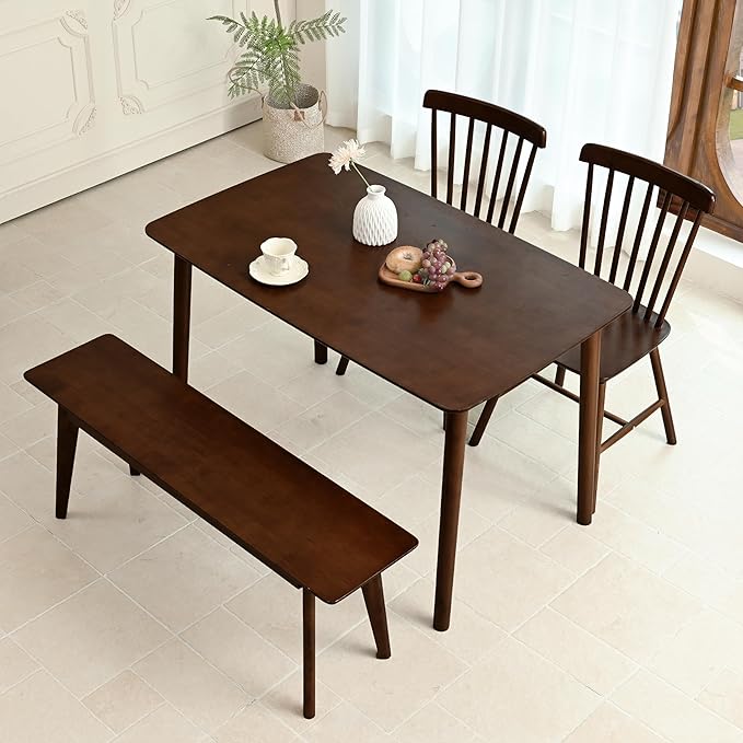 DELAVIN 47.2" Solid Wood Dining Table, Mid Century Modern Wooden Kitchen Table - Image 8