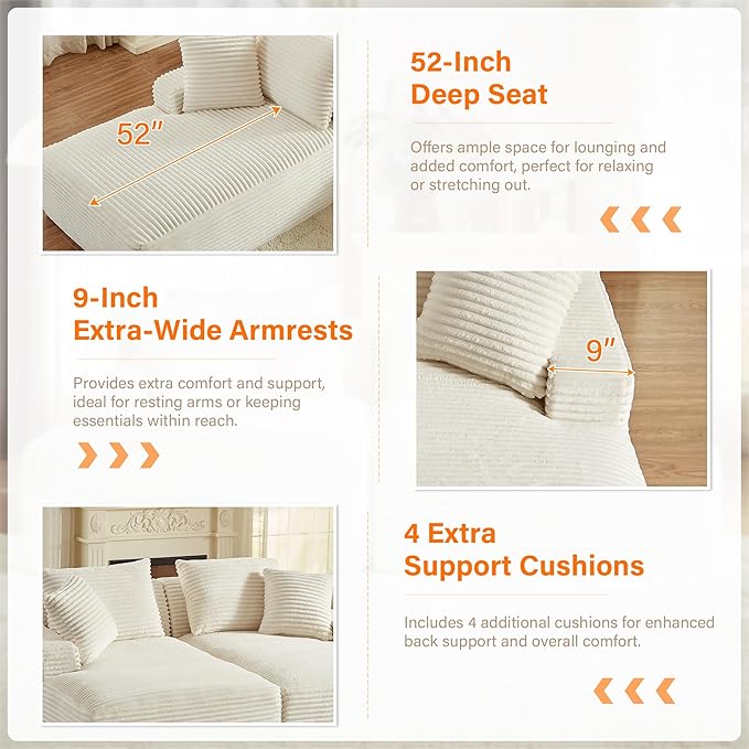 ERYE 79" Oversized Double Chaise Lounge Indoor Sleeper Recliner Sofabed - Image 6