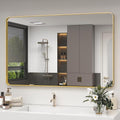 48x30 Inch Gold Framed Bathroom Mirror, Brushed Gold Metal Vanity Mirror by VANLIOBathroomMirror