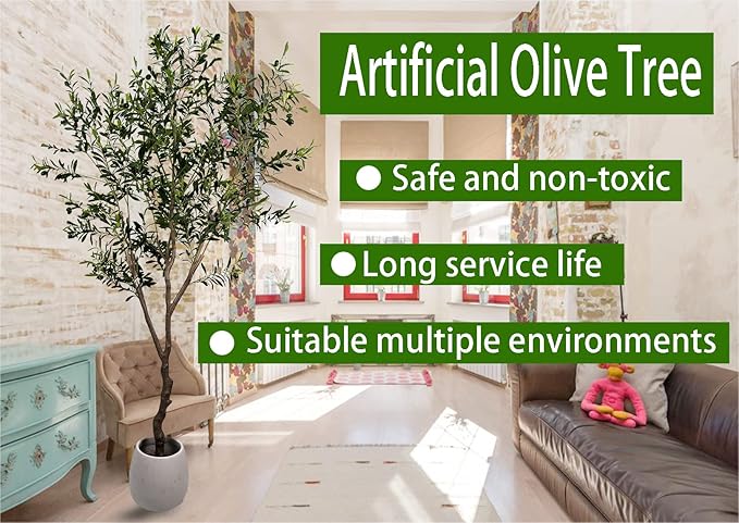 Artificial Olive Tree 7ft Tall, Faux Olive Tree Indoor Artificial Tree - Image 5