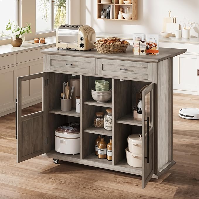 Mobile Modern Storage Island, Rolling Kitchen Island - Image 6