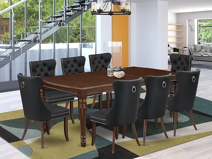 East West Furniture DODA9-MAH-12 9 Piece Kitchen Table Set Includes a Rectangle - Image 2