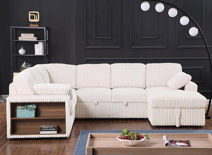 Eafurn Oversized Convertible U Shaped Sleeper Sectional Sofa Pull Out Couch Bed - Image 4