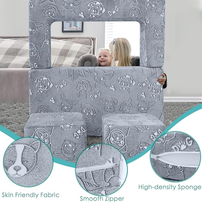 MeMoreCool Kids Sofa Couch, Glow in Dark Toddler Chair Fold Out, Modular Play - Image 6