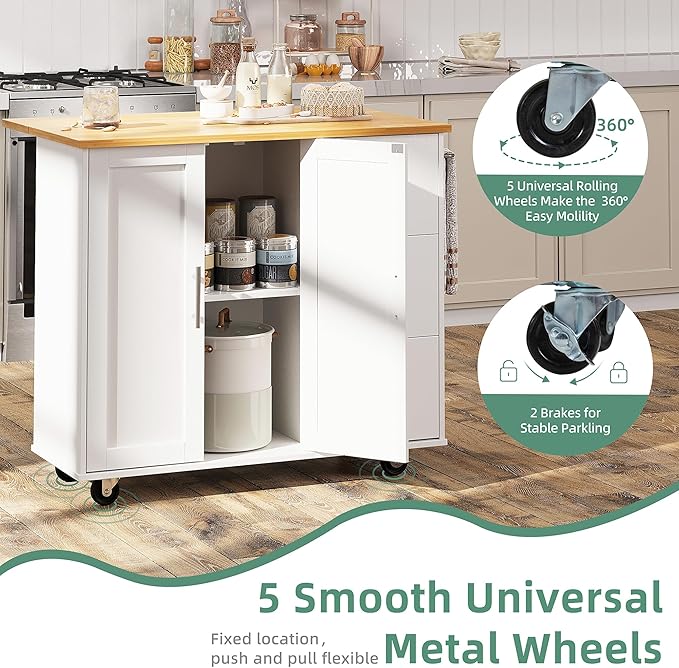 Shintenchi Rolling Kitchen Island Cart - Image 5
