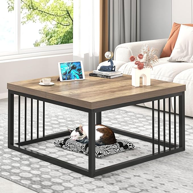 FOLUBAN Coffee Table, Modern Square Center Table - Image 3