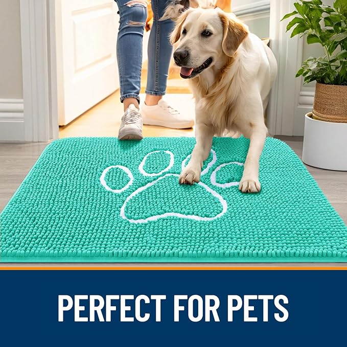OLANLY Door Mat for Muddy Dog Paws 24x16, Ultra Absorbent Chenille Mud Doormat - Image 6