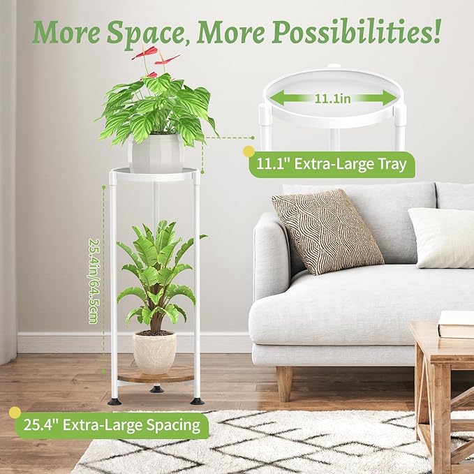 KMOTASUO 2 Tier Plant Stands Indoor, 30 Inch Tall Metal Corner Plant Stand - Image 4