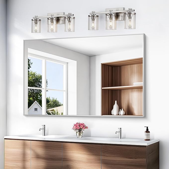 BONEWEI Silver Bathroom Mirror, 55x36 inch Wall Mirror - Image 2