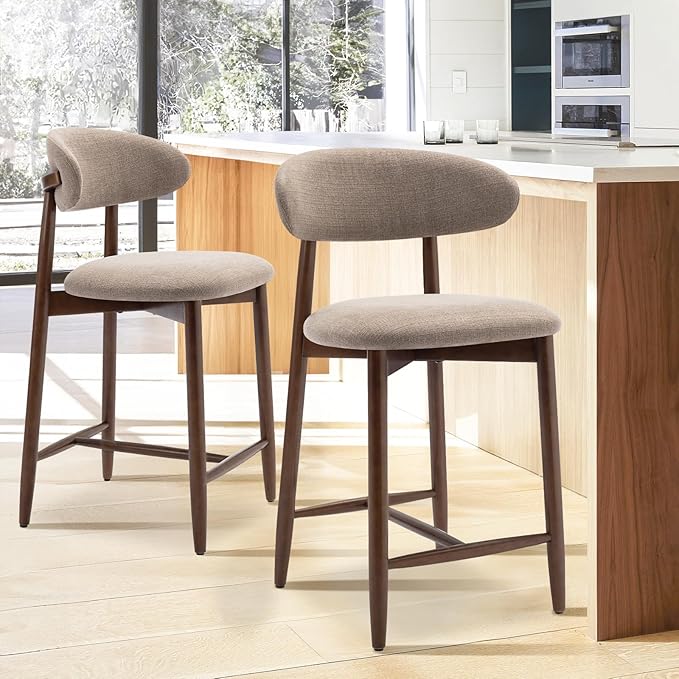 COLAMY Bar Stools Set of 2, Counter Height Barstools, Upholstered Counter Stools - Image 3