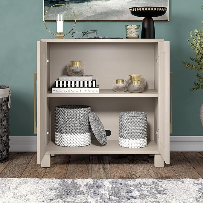 Henn&Hart 28" Wide Rectangular Accent Cabinet in Beech White, - Image 9