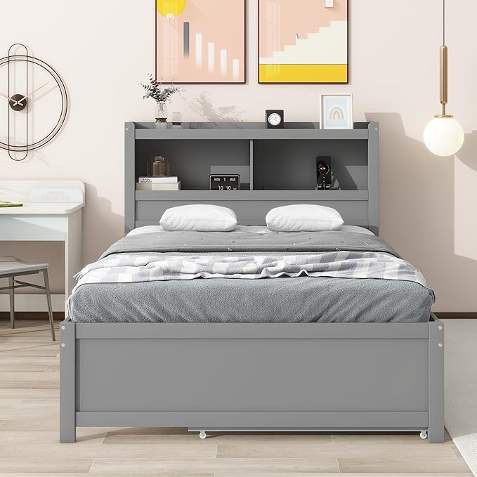 Full Size Pine Wood Platform Bed - Image 3
