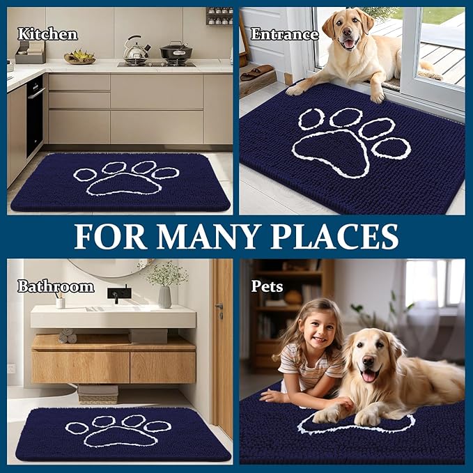 OLANLY Door Mat for Muddy Dog Paws 59x35, Ultra Absorbent Chenille Mud Doormat - Image 8