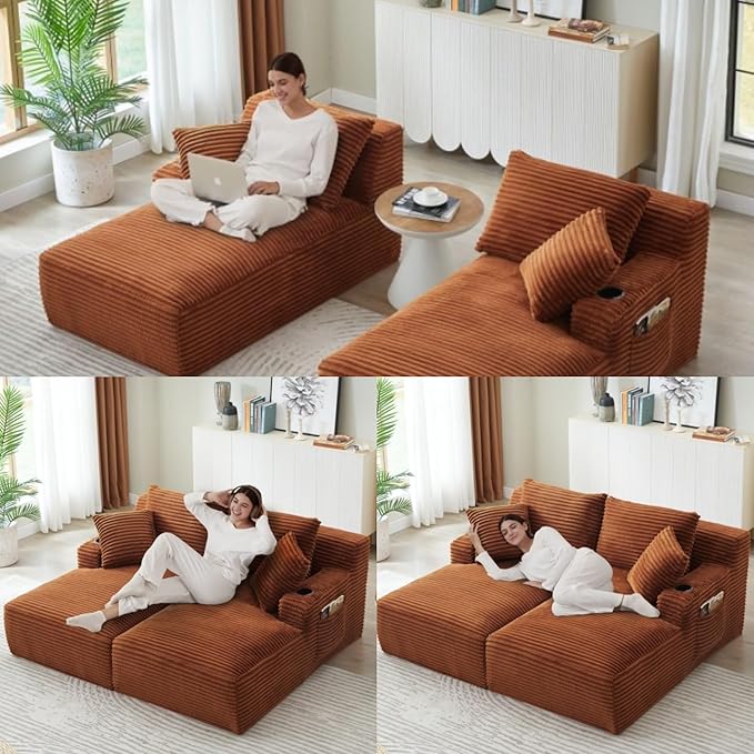 Oversized Sectional Double Chaise Lounge, Compressed Boneless Lounge Chaise - Image 4