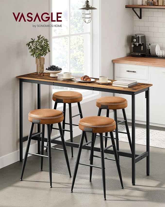 VASAGLE Bar Table, Narrow Long Kitchen Dining Table, Sturdy Metal Frame - Image 2