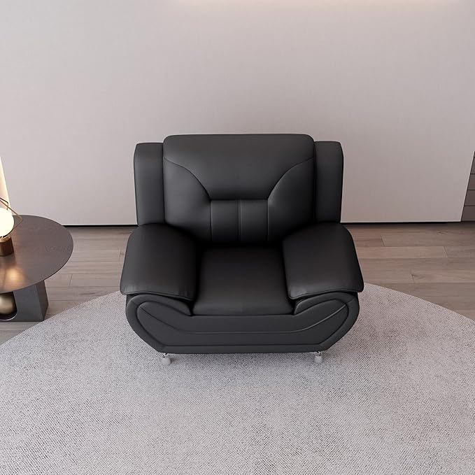 Container Furniture Direct Michael Modern Faux Leather Upholstered Stainless - Image 6