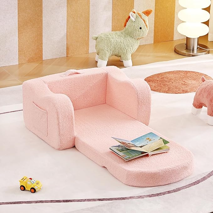 Tiita Kids Chair Couch, Folding Toddler Comfy Sofa Chairs, 2-in-1 Kids Plush - Image 5