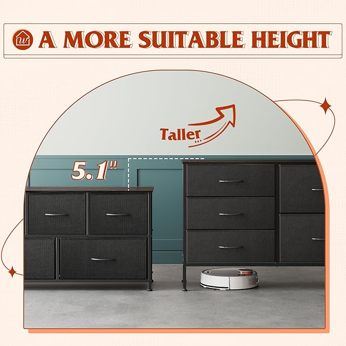 WLIVE Dresser for Bedroom with 5 Drawers, Wide Bedroom Dressers with Drawer - Image 6