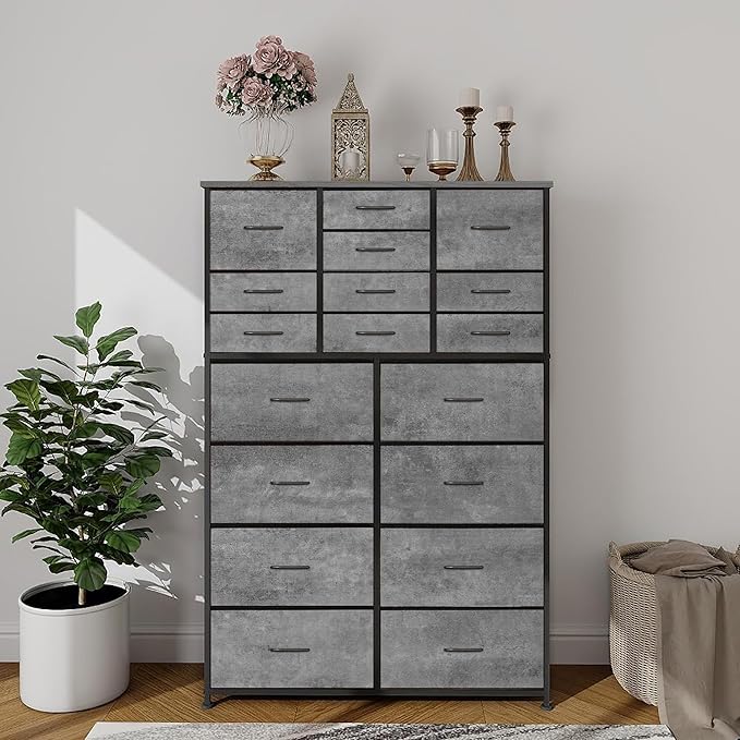 Chest of Drawers for Bedroom, Tall Gray Fabric Dresser - Image 7