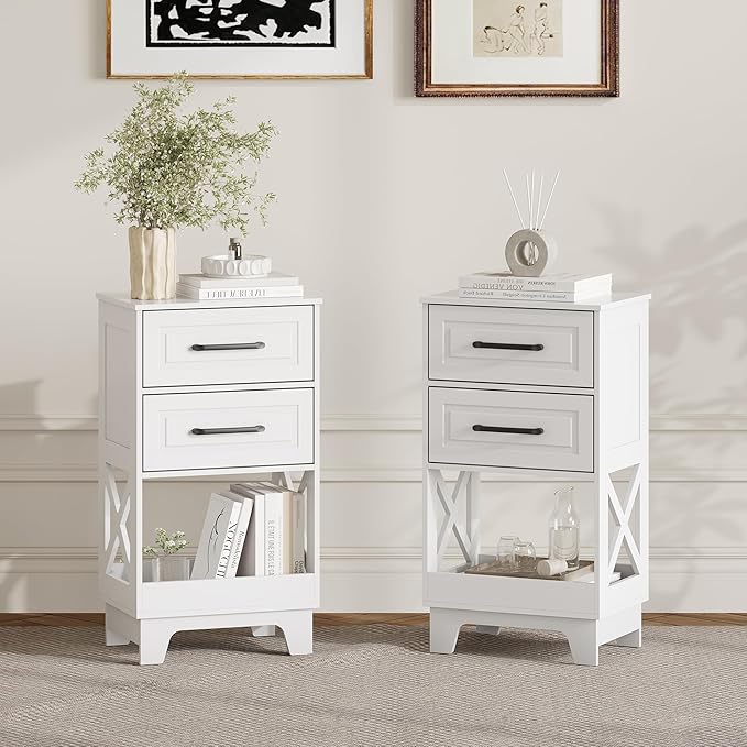Tall Nightstand Set of 2 Side Table - Image 2