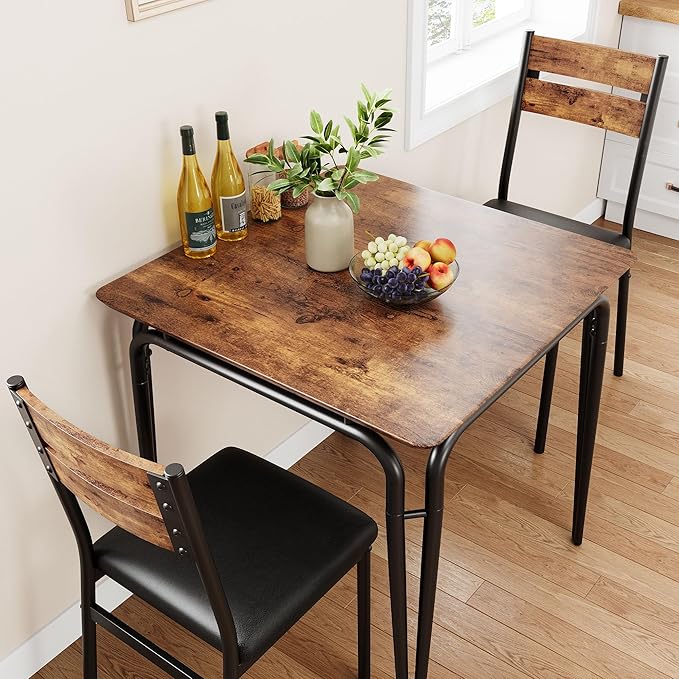 Dining Table for 2, Small Table and Chairs Set of 2, Square Dinette Set for 2 - Image 2