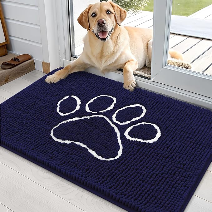 OLANLY Door Mat for Muddy Dog Paws 36x24, Ultra Absorbent Chenille Mud Doormat by OLANLY
