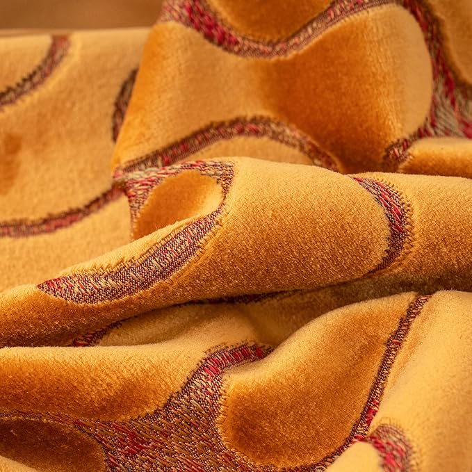 Yangest Orange Yellow Square Throw Pillow Cover Wavy Velvet Cushion Cover - Image 3