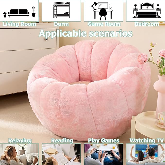 Pumpkin Bean Bag Sofa Chair for Adult, Beanbag Couch - Image 6