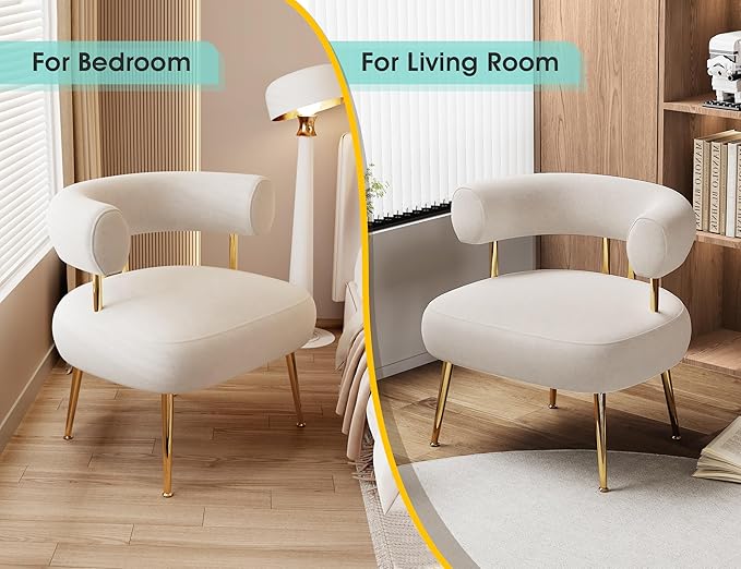 Modern Velvet Accent Chair, Round Upholstered Barrel Armchair - Image 4