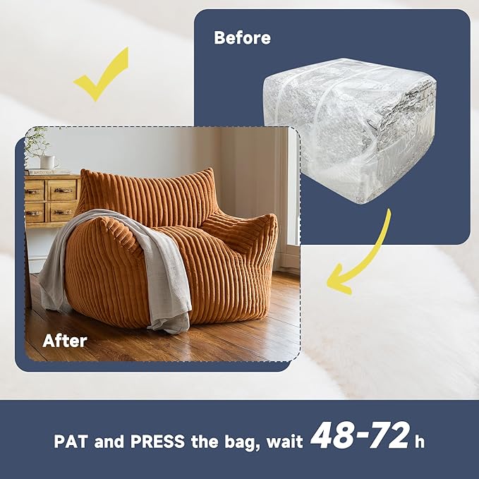 Oversized Bean Bag Chair for Adults, Giant Comfy Plush Boneless Bean Bag Couch - Image 6