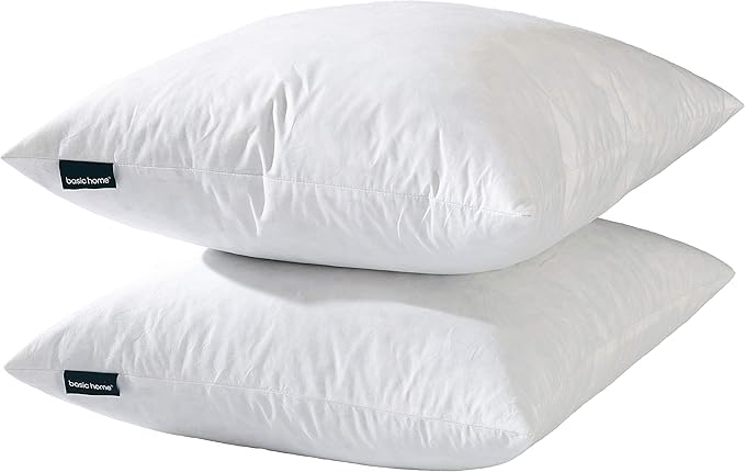 18x18 Decorative Throw Pillow Inserts-Down Feather Pillow Inserts-Square-Cotton by basic+home