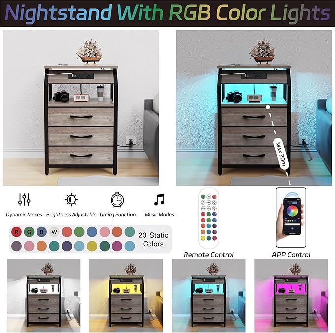 Night Stand Set of 2, Nightstands - Image 6