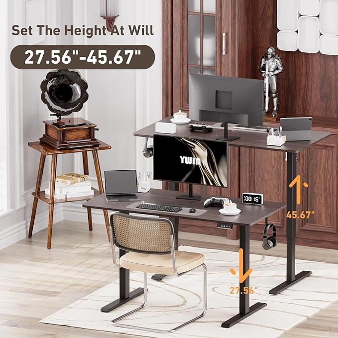 Ywin Electric Height Adjustable Standing Desk, 63 x 24 inches, Ergonomic Stand - Image 4