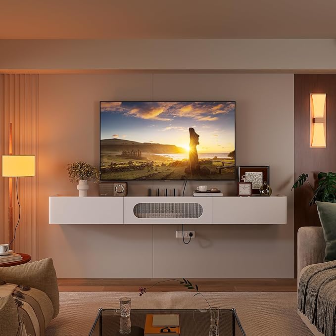 Floaticase Floating TV Stand, 94IN Fully Assembled Hign Gloss Wall Mounted - Image 8