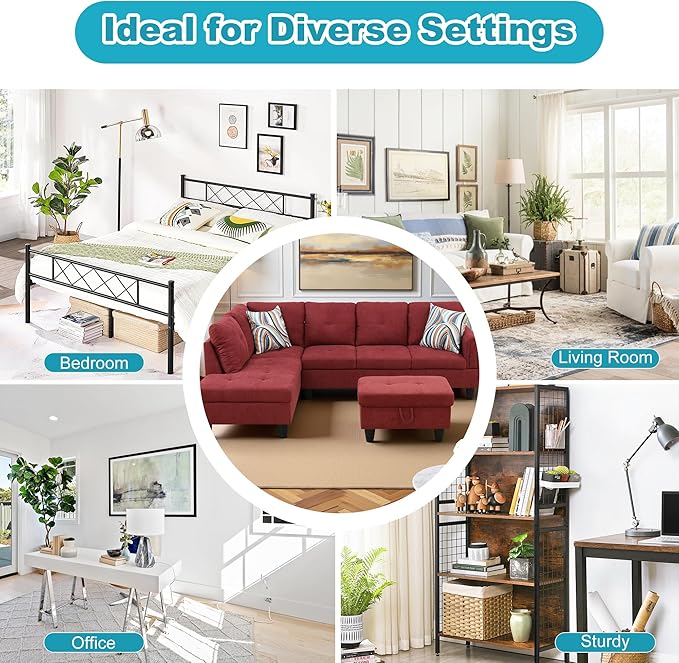 L Shaped Couch Modern Sectional Couch Upholstered Fluffy Fabric 3 Pieces Sofas - Image 7