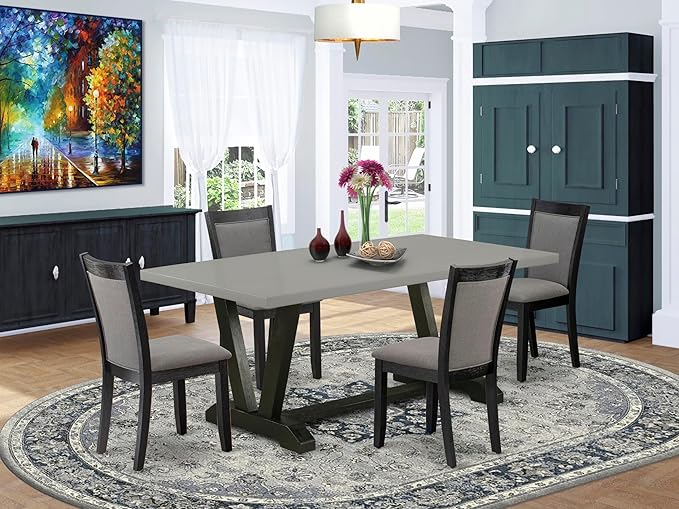 East West Furniture V697MZ650-5 5 Piece Dining Set Includes a Rectangle Dining - Image 2