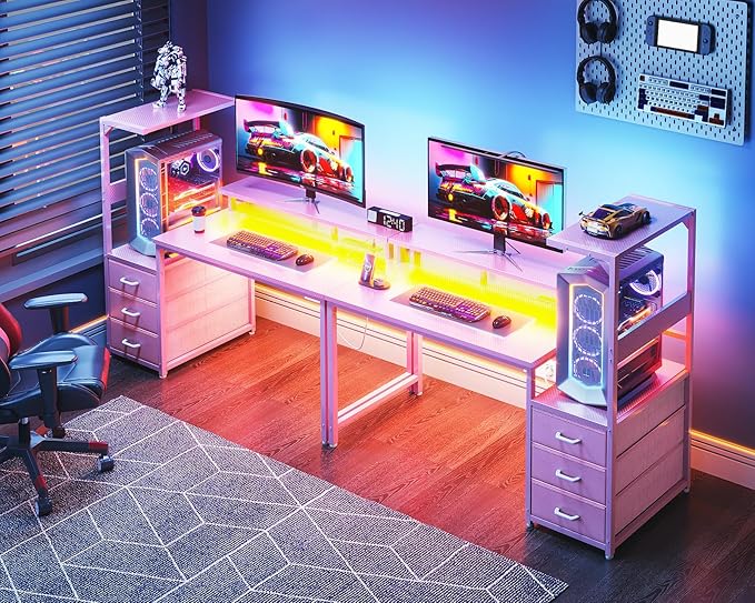 AODK 52 Inch Gaming Desk with USB Charging Ports & LED Light- Reversible - Image 8