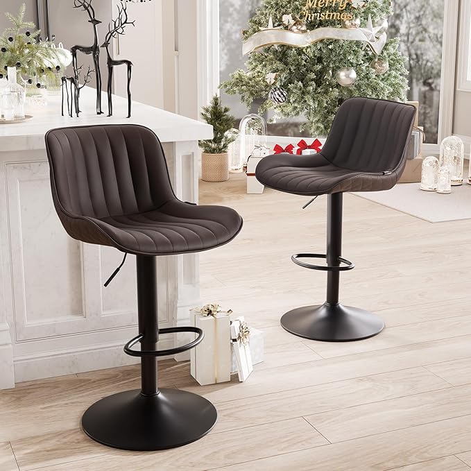 YOUNUOKE Counter Height Bar Stools Set of 2, Adjustable Swivel Stool Chairs by YOUNUOKE
