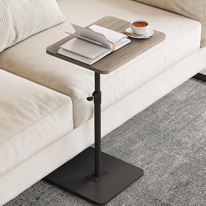 NiHome Minimalist Height Adjustable End Table, 360° Rotatable Sofa Armrest Side by NiHome