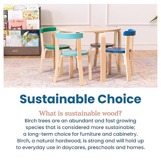 ECR4Kids Bentwood Round Table and Curved Back Chair Set, Kids Furniture - Image 7
