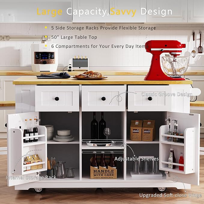 YOTPO 53" Large Kitchen Island - Image 3